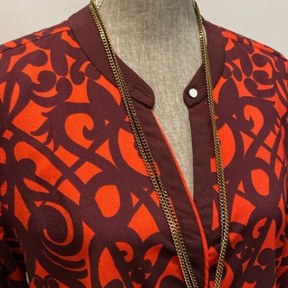 New York & Company Red Button Down Blouse Size Large - Picture 5 of 16